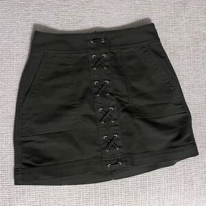 Express Olive Lace-Up Mini Skirt